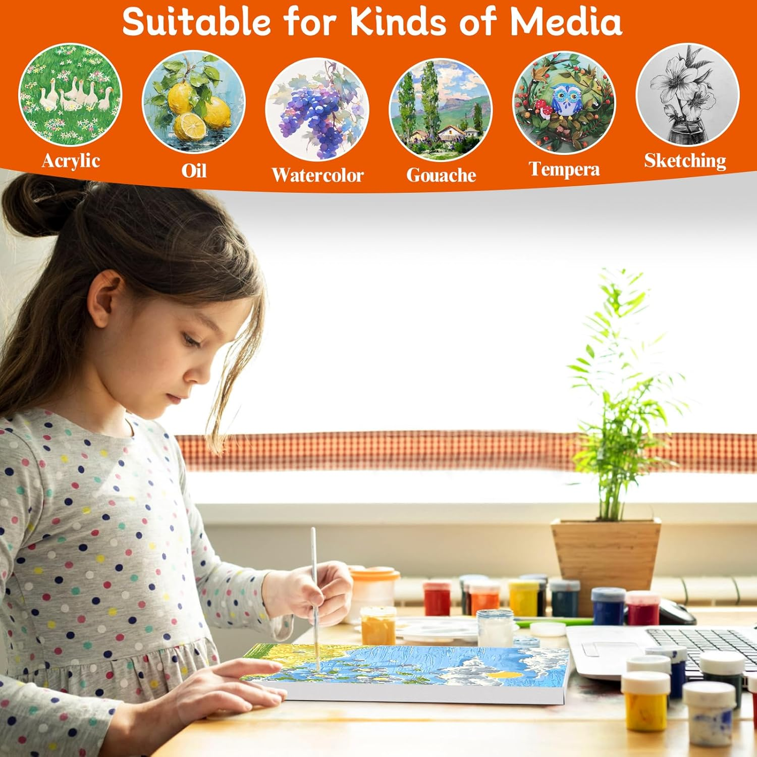 Koncci Stretched Canvas for Painting, 10 Packs Multiple Sizes Canvases Set, 10X15, 15X20, 20X25, 25X30, 30X40Cm, 280GSM Stretched Wooden Canvas Frames for Acrylic Oil Watercolor, Artist & Beginner image number 1