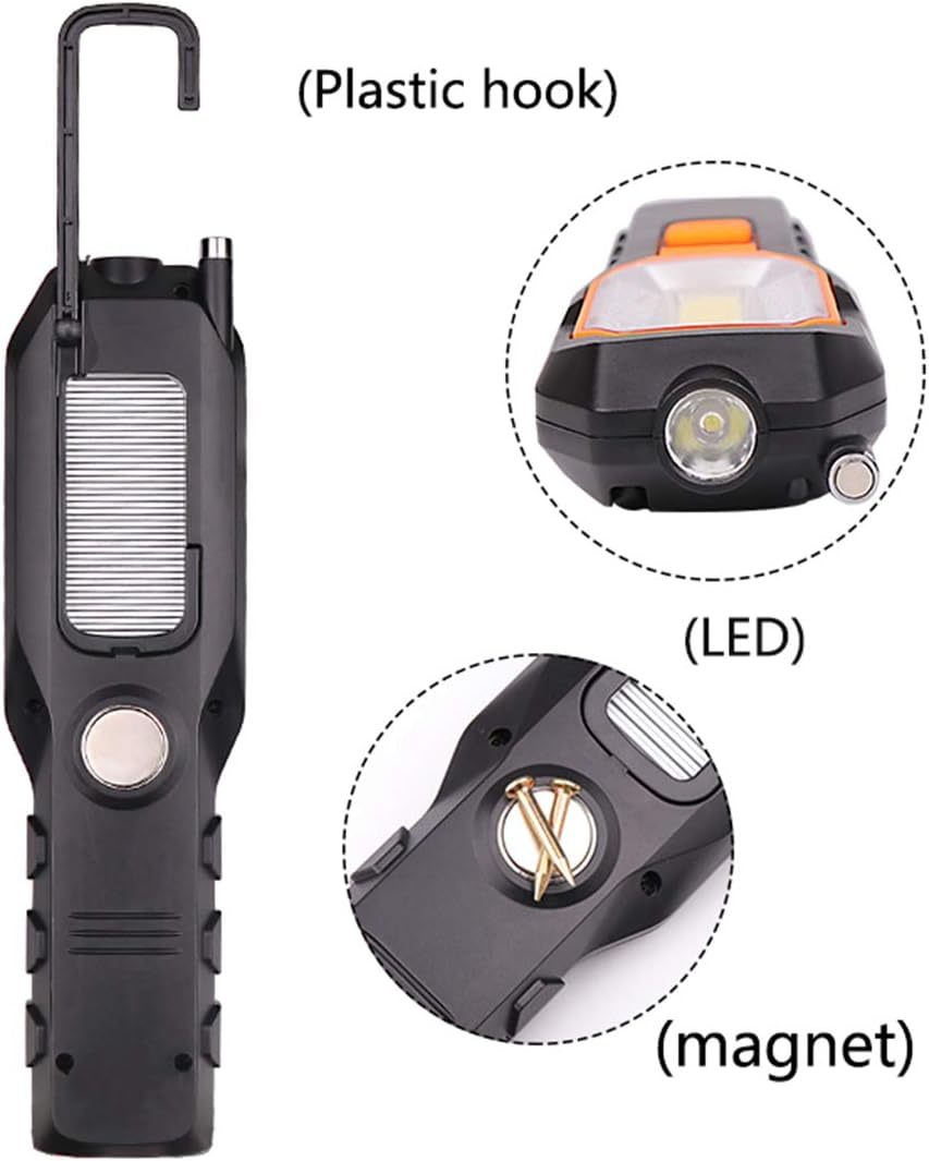 MODOAO Rechargeable COB LED Work Light, Magnetic USB Inspection Light, 700 Lumens, Black image number 1