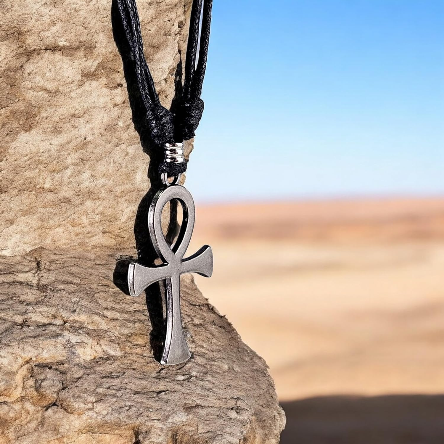 Bluerica Ankh Cross of Life on Adjustable Cord Necklace image number 3