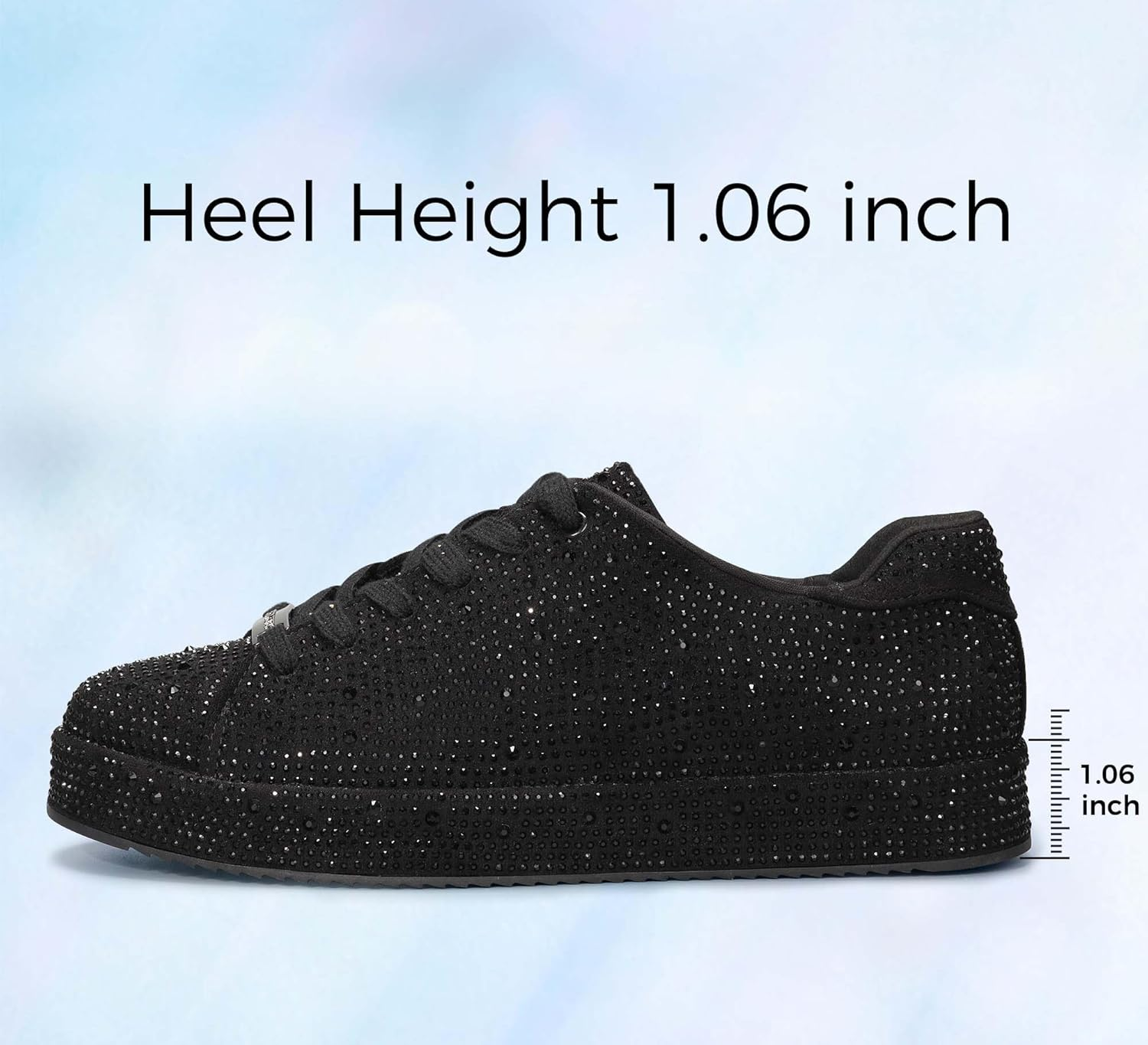 LUCKY STEP Platform Rhinestone Fashion Glitter Sneakers | Sparkly Bling Bedazzled Wedding Bridal Shiny Shoes for Women image number 4