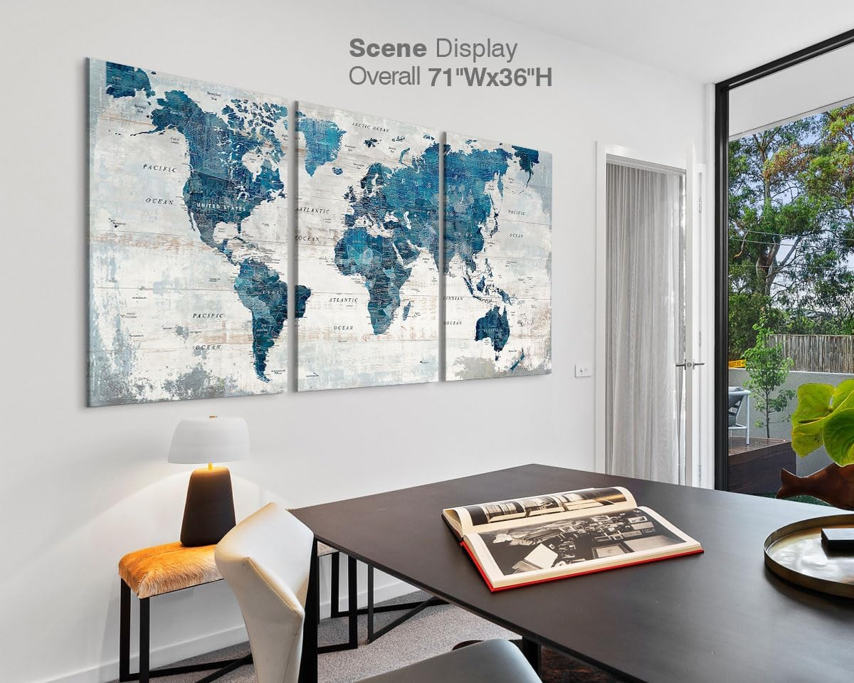 Wall Decor Living Room Home Office Wall Art Framed Blue Home Decor Large Picture House Decorations Dining Room Painting image number 2