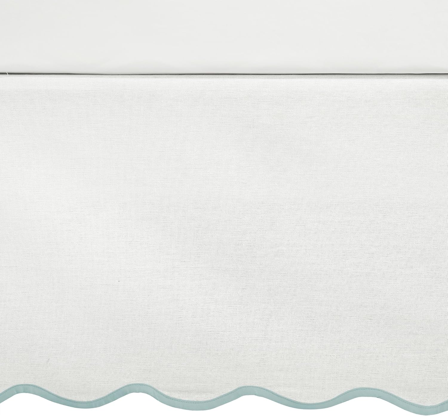 Lush Decor Coastal Chic Scallop Edge Linen Textured Bed Skirt Blue/White Single King - Soft Elegant Luxury Easy Fit Elastic Band Tailored Bedskirt image number 5