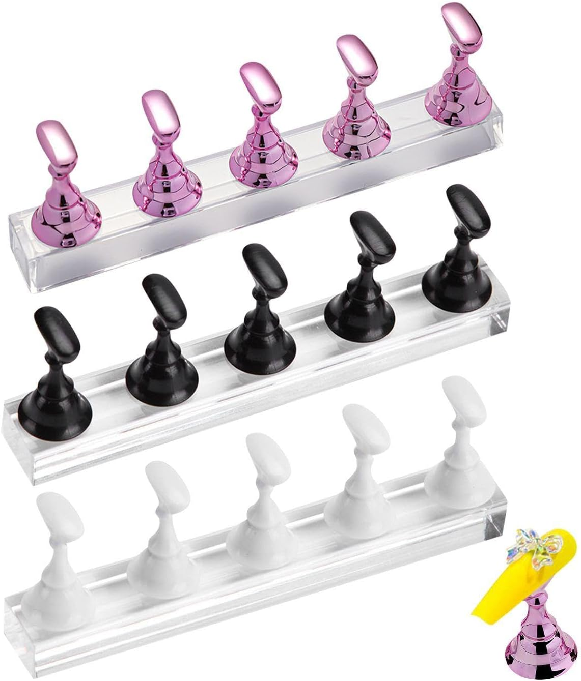 3 Piece False Nail Display Stand Manicure Practice Base Acrylic Nail Stand Manicure Accessories