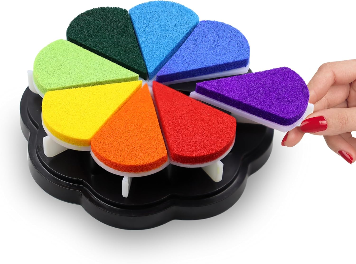 8 Colors Ink Pads for Rubber Stamps, DIY Color Hand Print Ink Pad, Petal Shape Stamp Pads for Card Making, Washable Stamp Pad, Multicolor Finger Print Ink Pads, Ink Stamps image number 5