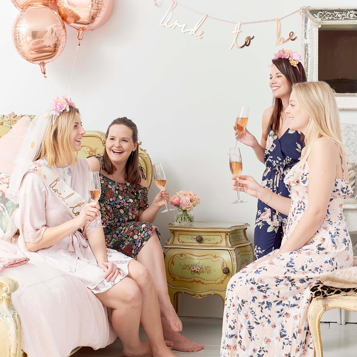 Reusable Pretty Bridal Floral Headband with Adjustable Ribbon -Faux Flower Crown Bohemian Boho Festival Dress up Headpiece Hair Accessory White & Pink. Perfect for Brides Bridesmaids and Hen Parties image number 2