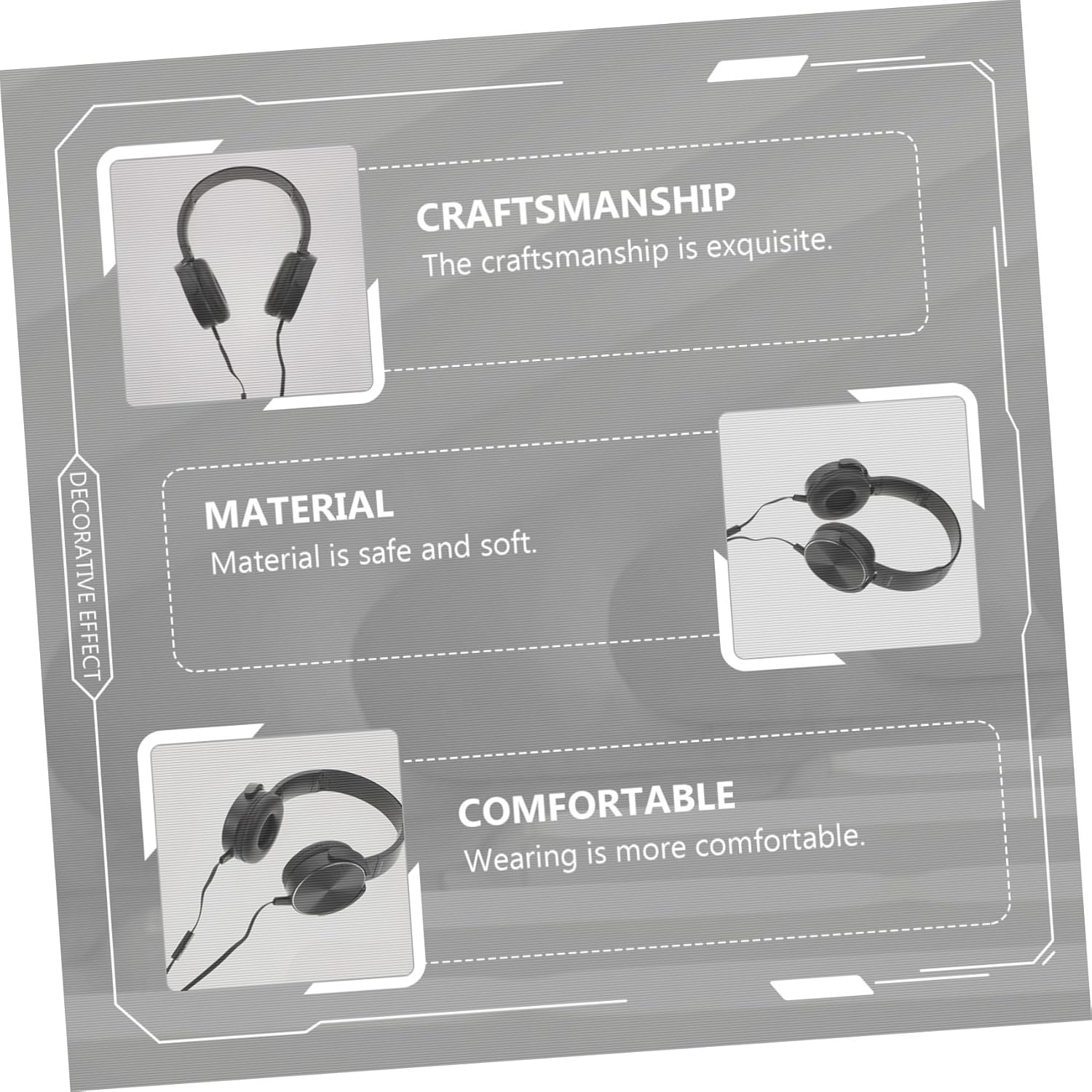 STAHAD Portable Noise Reduction Headset Microphone, Over-Ear Head-Mounted Headphones for Computer and Laptop, Wired Black Headphone for Music and Communication image number 3