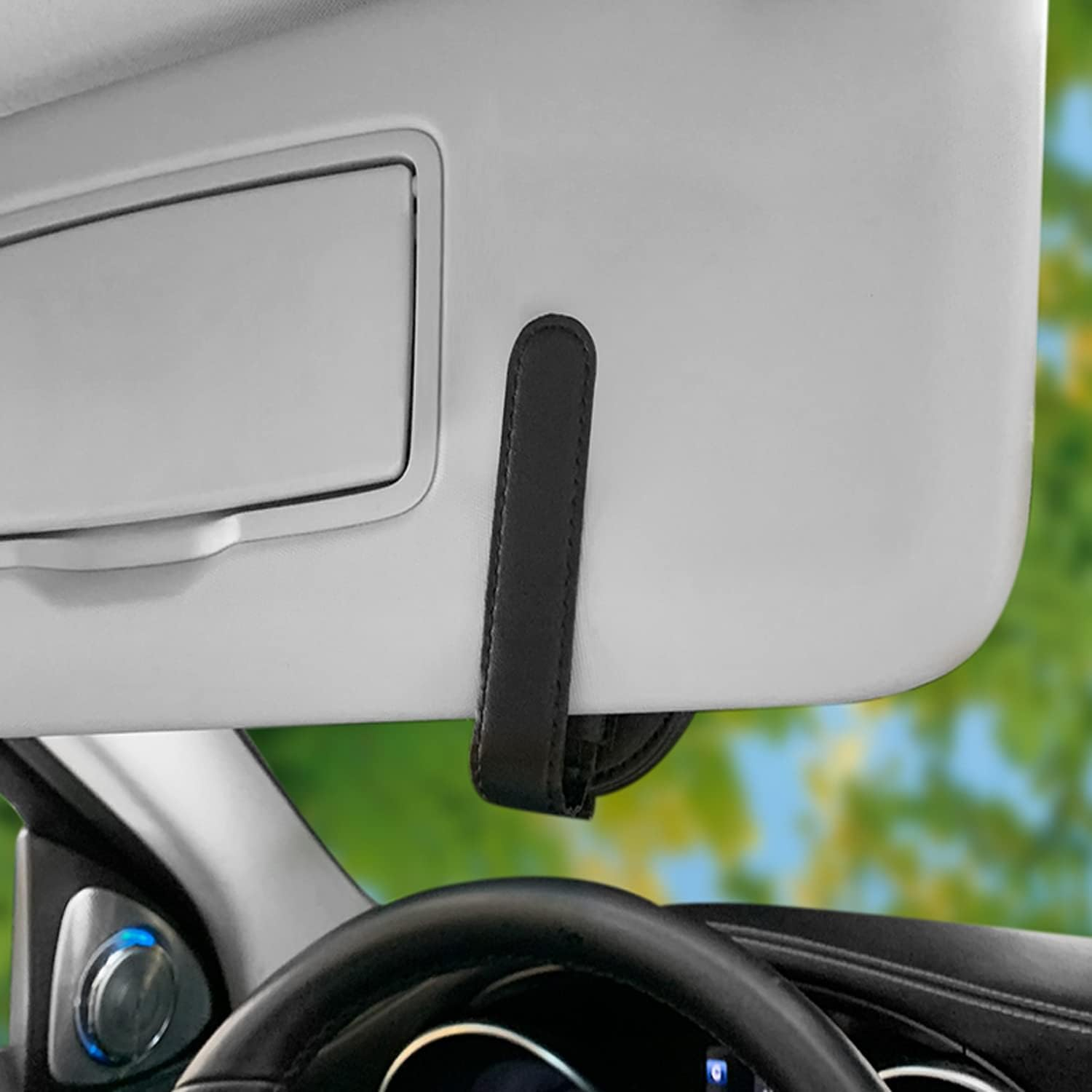 Bling Sunglass Holder for Car Sun Visor, Sunglasses Clip for Car Visor Magnetic Leather Car Sunglass Clip, Bling Car Accessories, Car Visor Accessories. (Silver) image number 3