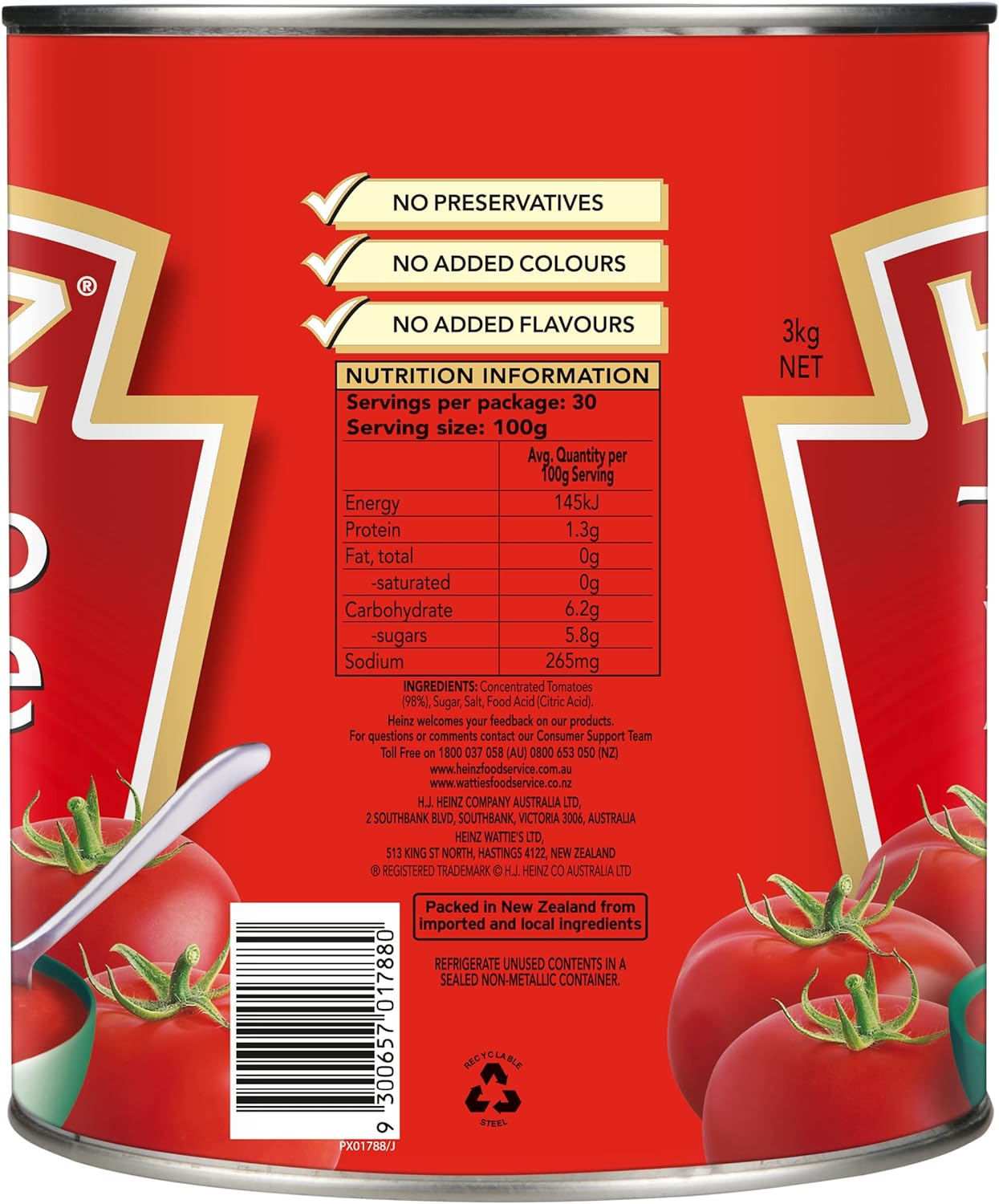 Heinz Tomato Puree Canned Paste Puree Paste Catering Bulk Can 3Kg image number 6
