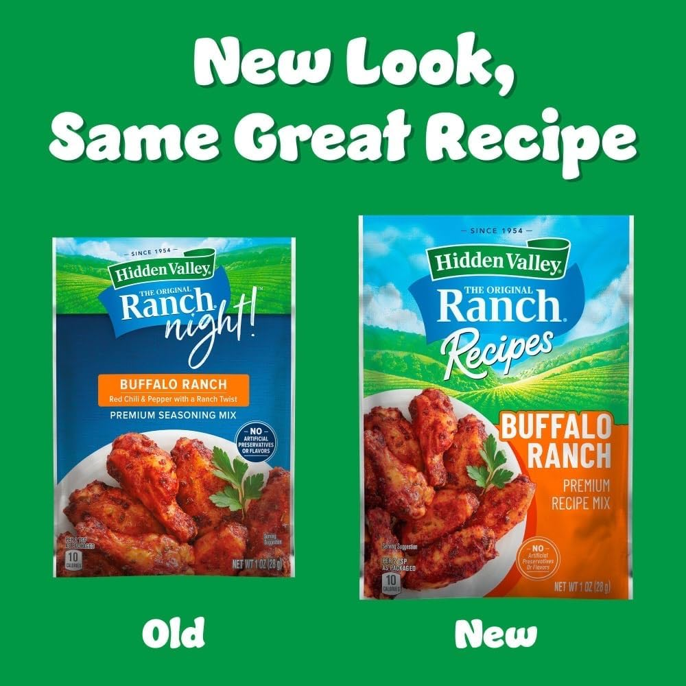 Hidden Valley Ranch Night Buffalo Ranch Premium Seasoning Mix Bundle, (4) Hidden Valley Ranch Night Buffalo Ranch Mix 1 Ounce Bundled with (1) Eselect Bag Clip image number 4