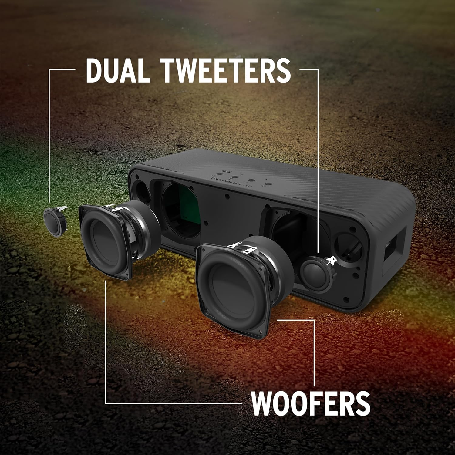 Klipsch Detroit Portable Bluetooth Speaker with Two 1" Tweeters, 3" Woofers, IP67 Waterproof and 20 Hour Battery Life Live Concert Experience.Color: Black image number 1