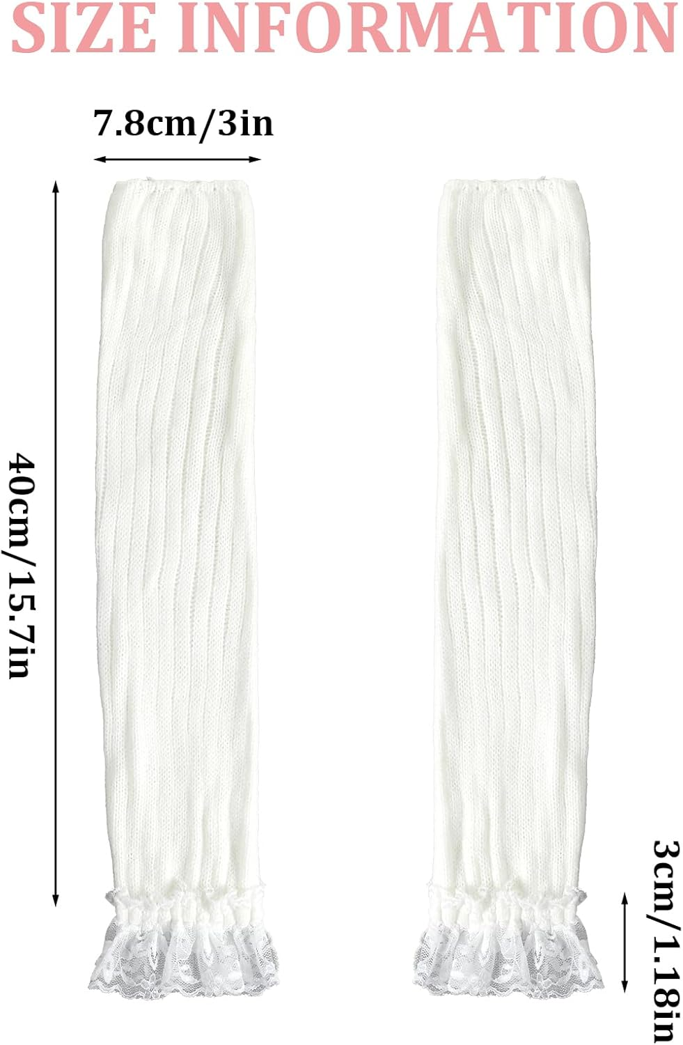 Arm Warmers for Long Sleeve Fingerless, Y2K Cool Girls Arm Covers, White Cute Harajuku Knitted Lace Arm Sleeve - Black image number 7