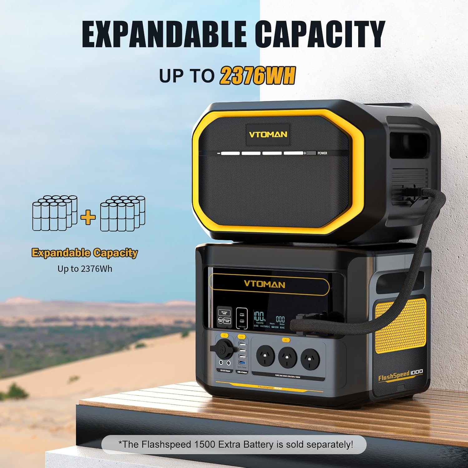 VTOMAN Flashspeed 1000 Portable Power Station 1000W (2000W Peak), 828Wh Powered Solar Generator with AC/USB/DC Output Ports, for Camping, Fishing, RV, Recharge 0-80% within 1H image number 1