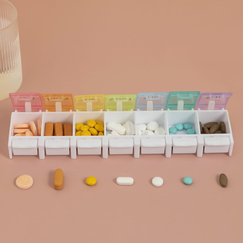 A Week 7 Day Pill Box, Weekly Pill Organizer,Weekly Medicine Box, Medicine Planner, Vitamin Storage Box, Stand Large Daily Pill Container image number 4