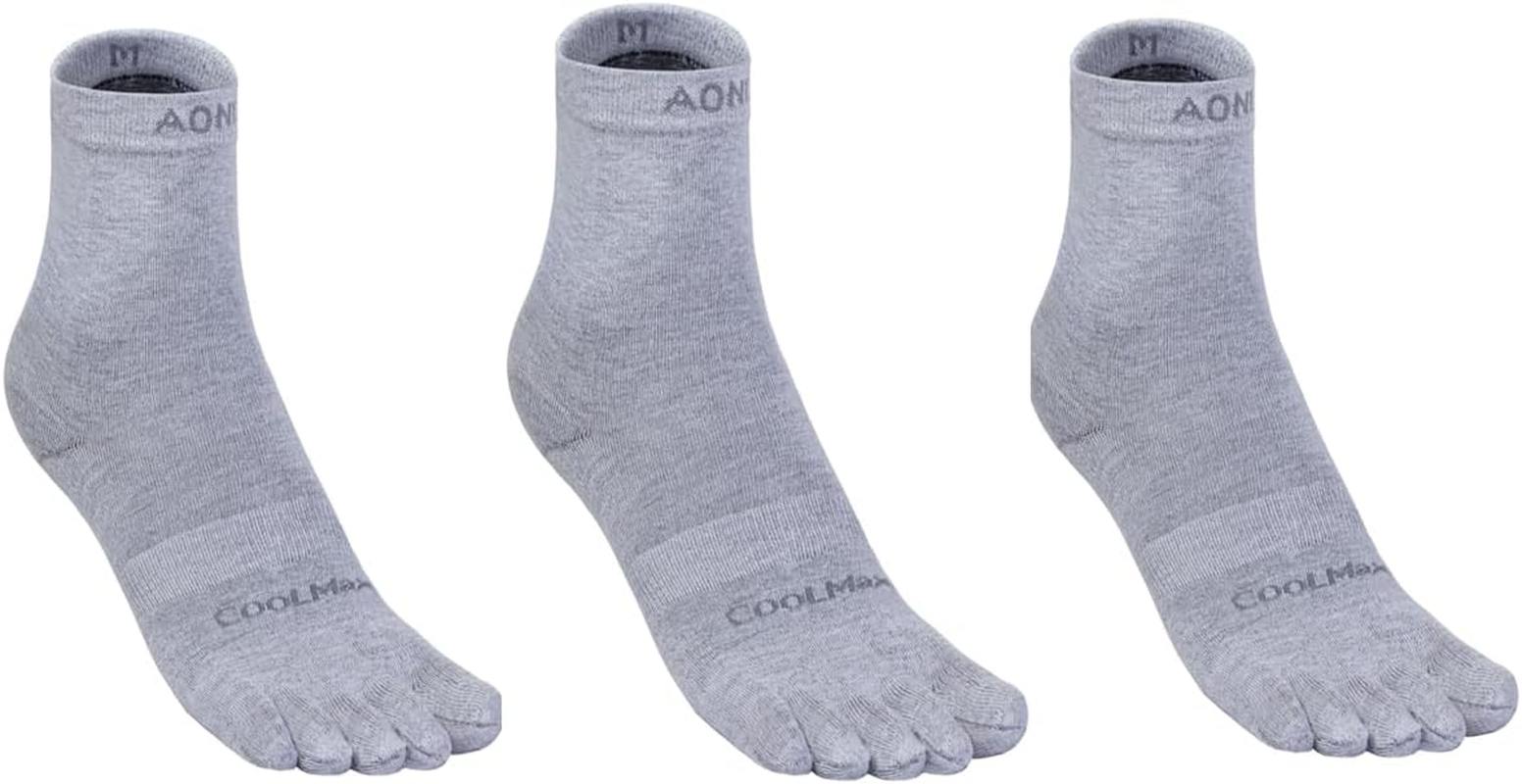 3 Pairs Five Finger Toe Socks Running Anti-Blister Sweat Wicking Quick-Dry Breathable Sport Socks Crew Socks