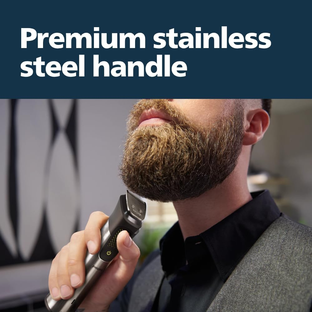 Philips Series 9000 Electric All-In-One Trimmer 18-In-1 Grooming Kit for Face, Hair & Body Shaver, Premium Stainless Steel Handle, Self-Sharpening Blades, Wet & Dry Use MG9515/15 image number 2