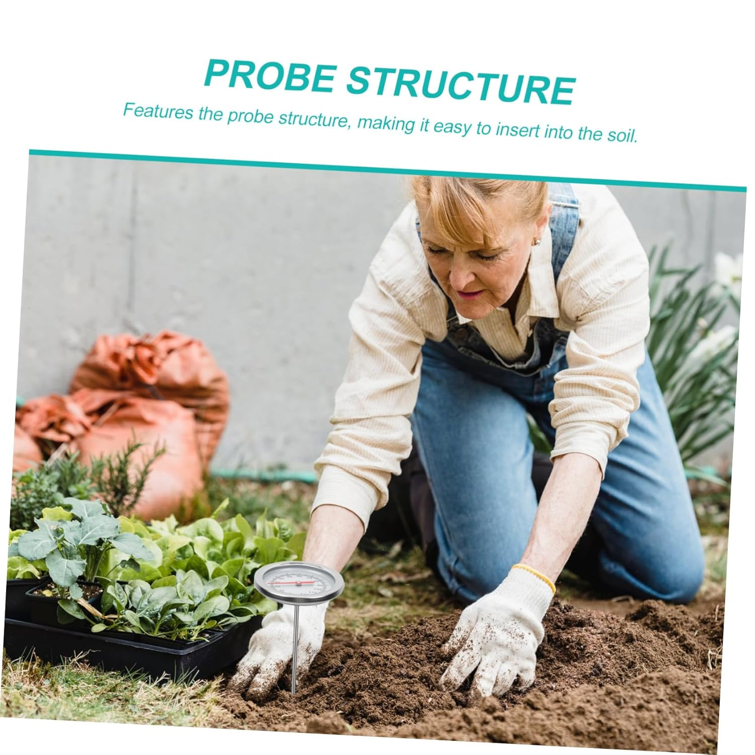 Balacoo Stainless Steel Compost Thermometer Probe with Scale Soil Temperature Gauge for Gardening Accurate Measurement C to C image number 5