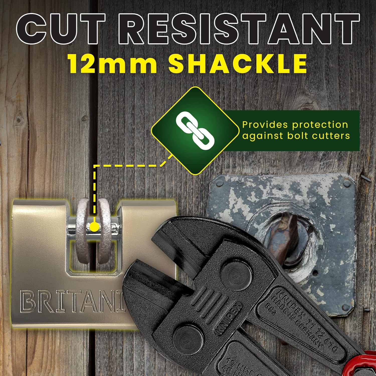 BRP/74 [Armoured] Shipping Container Padlock - [Anti Drill Cylinder] - Heavy Duty Lock for Storage Unit, Motorbike, Shed & Garage Silver image number 4