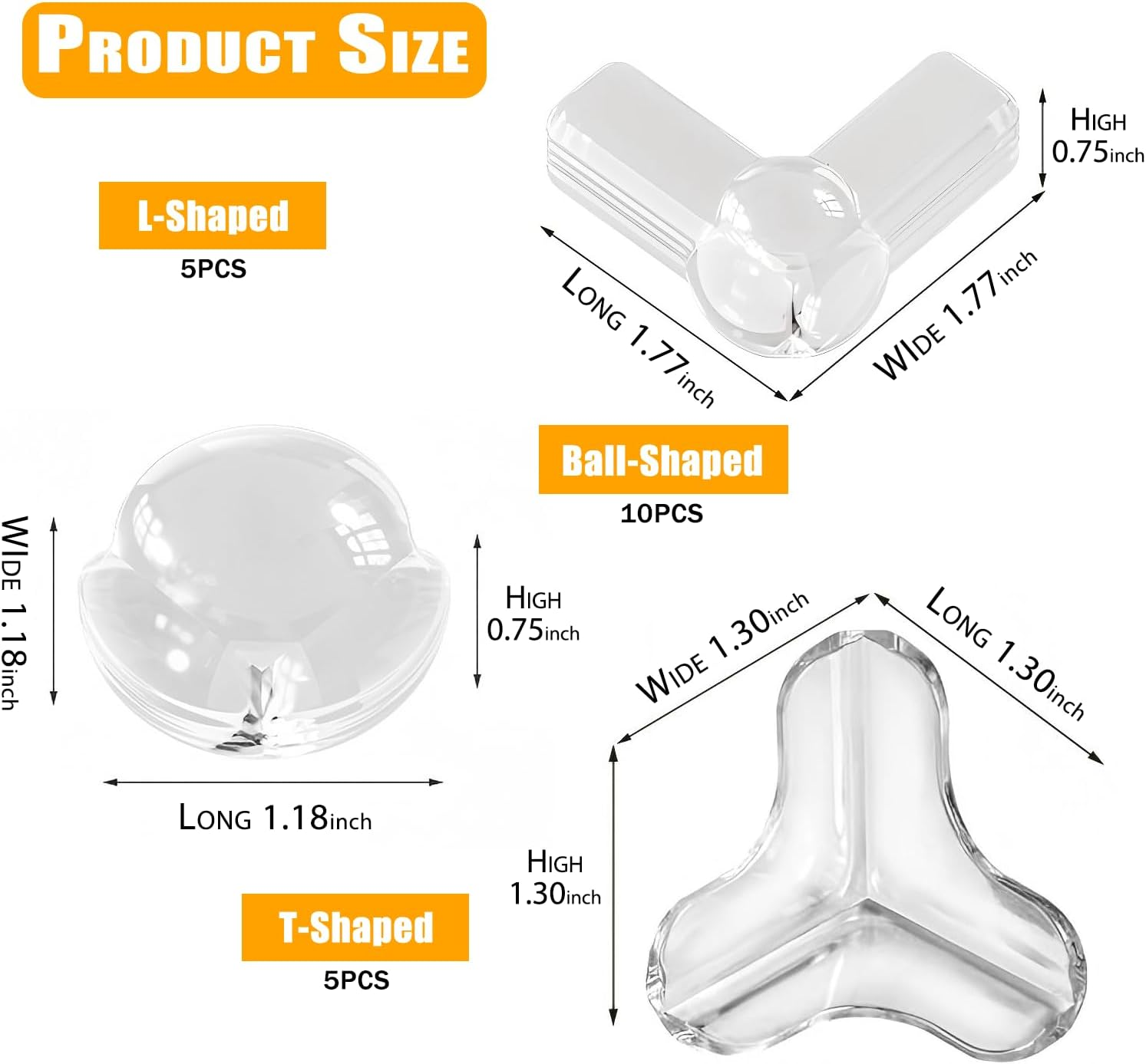 MATHARAGO 20 Pcs Corner Protectors, Safety Corner Guard for Baby, Clear and Transparent Cushion to Cover Sharp Furniture and Table Edges(Round & T & L Upgrade) - Clear-002 image number 4