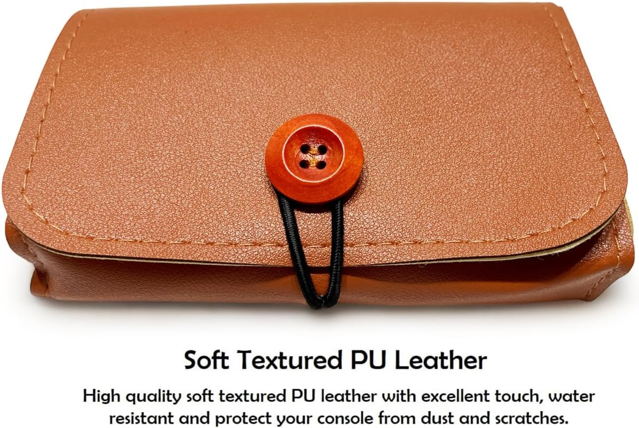 Histco Enterprise PU Leather Case for Nintendo Game Boy, GBA, GBC, Anbernic RG351V, RG350M, Retroid Pocket 1 - Brown image number 2