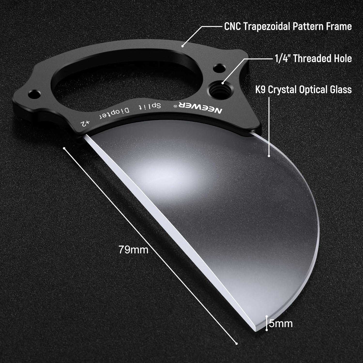 NEEWER 79Mm Split Diopter Effect Filter Half Domed Photography Prism Filter with Hand Grip, 1/4" Screw Hole for Magic Arm Small Tripod, BK9 Optical Crystal Glass Semicircular for Foreground Blur image number 5