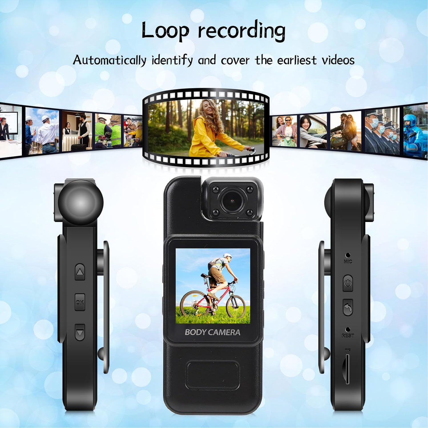 LICAEVEY Body Camera, 4K HD, 180 Degree Rotating Lens, Body Worn Camera, Pocket Video Recorder with Rear Clip and 1.3 Inch Display for Safety image number 4