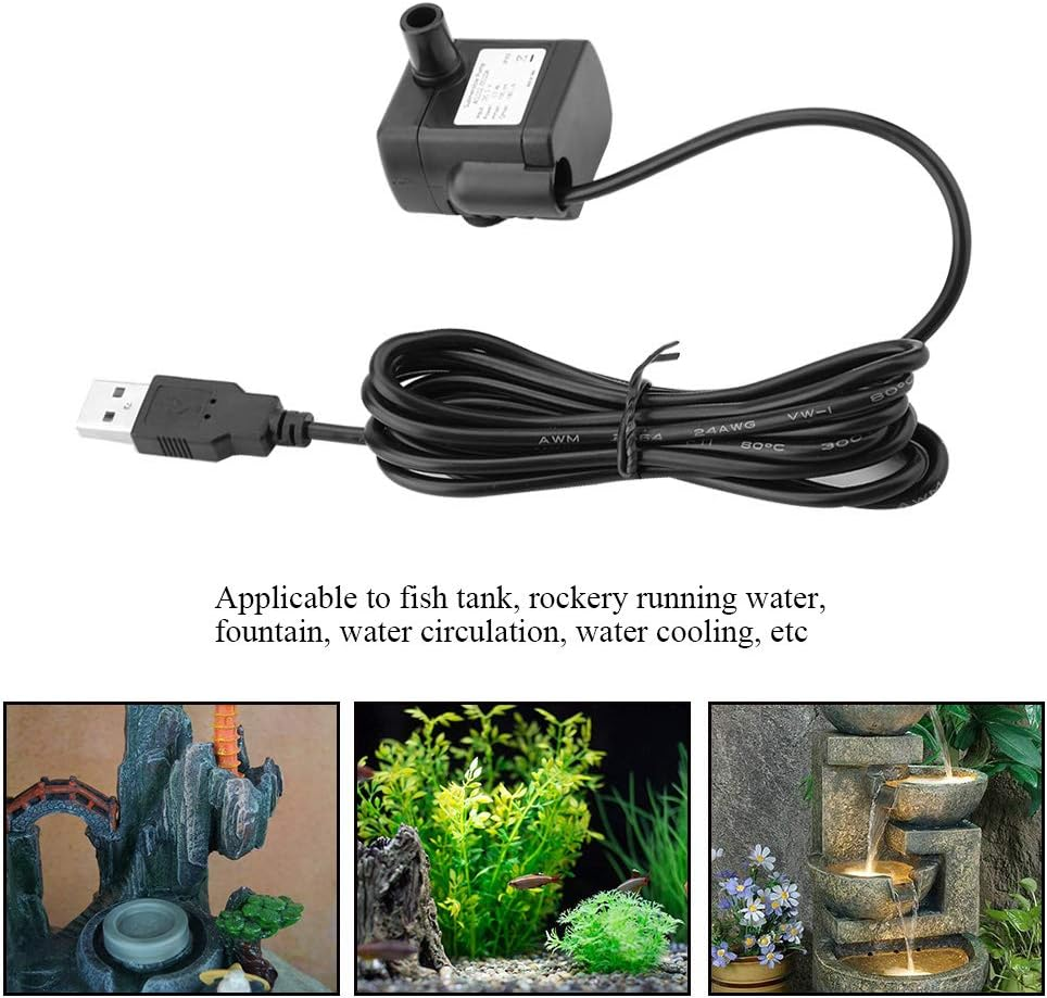 Aquarium Water Pumps, USB Water Pump 5V Small Brushless Pump Aquarium Fish Tank Fountain Pump Water Circulation Electric Pump Submersible Pump for Fish Tank Pet image number 5