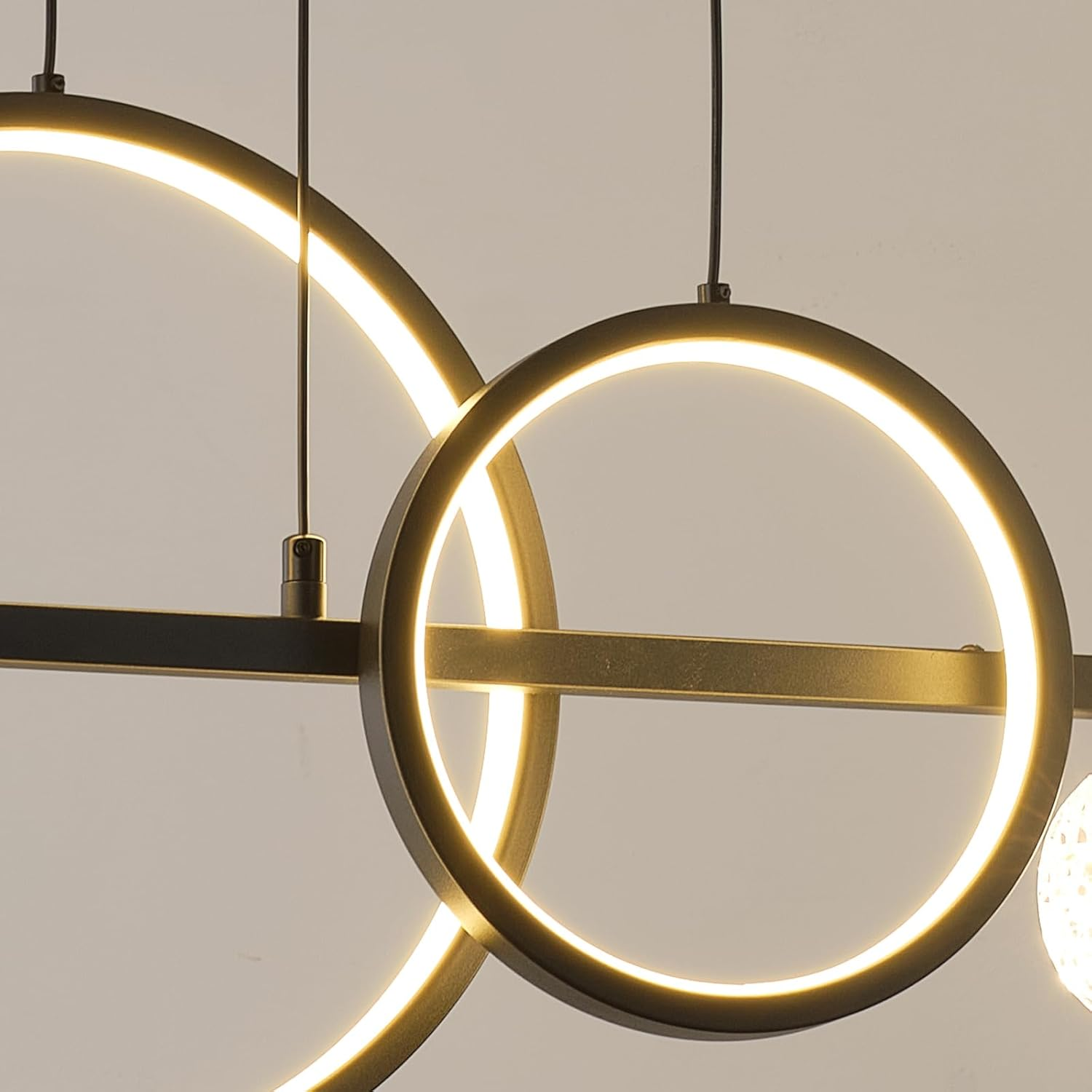 ORANOOR Modern LED Pendant Lights, Dimmable 47In Linear LED Chandelier Lighting, Upgraded Black & Gold Dining Room Hanging Light Fixtures Kitchen Island Globe Pendant Light for Dining Table (4200Lm) image number 1