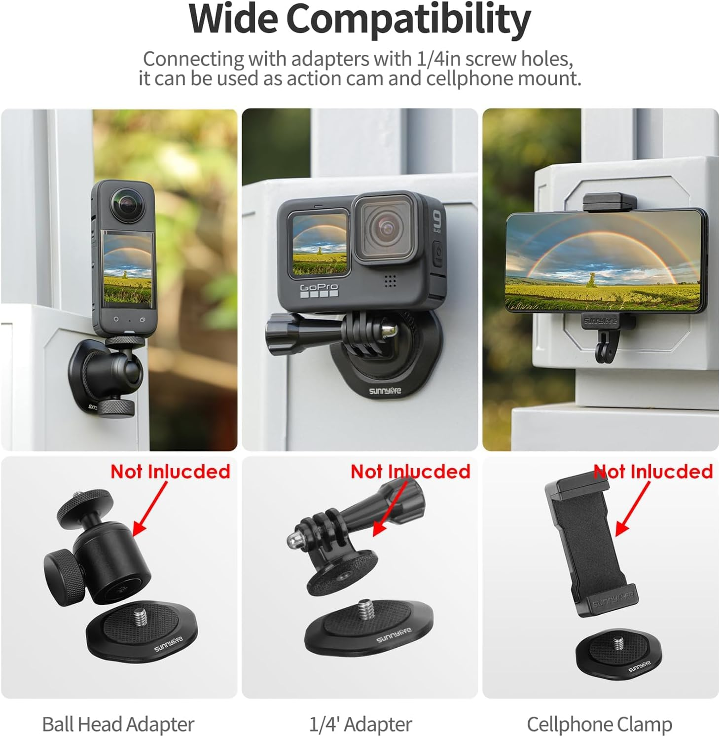 Magnetic Camera Mount Base Stand with 1/4"-20 Thread for DJI Osmo Pocket 3 and 2, for Insta360 ONE X4/X3/2/1/GO 3, for FIMI Palm 2/1 Action Camera, XICEN DJI Osmo Pocket 3 Accessories image number 2