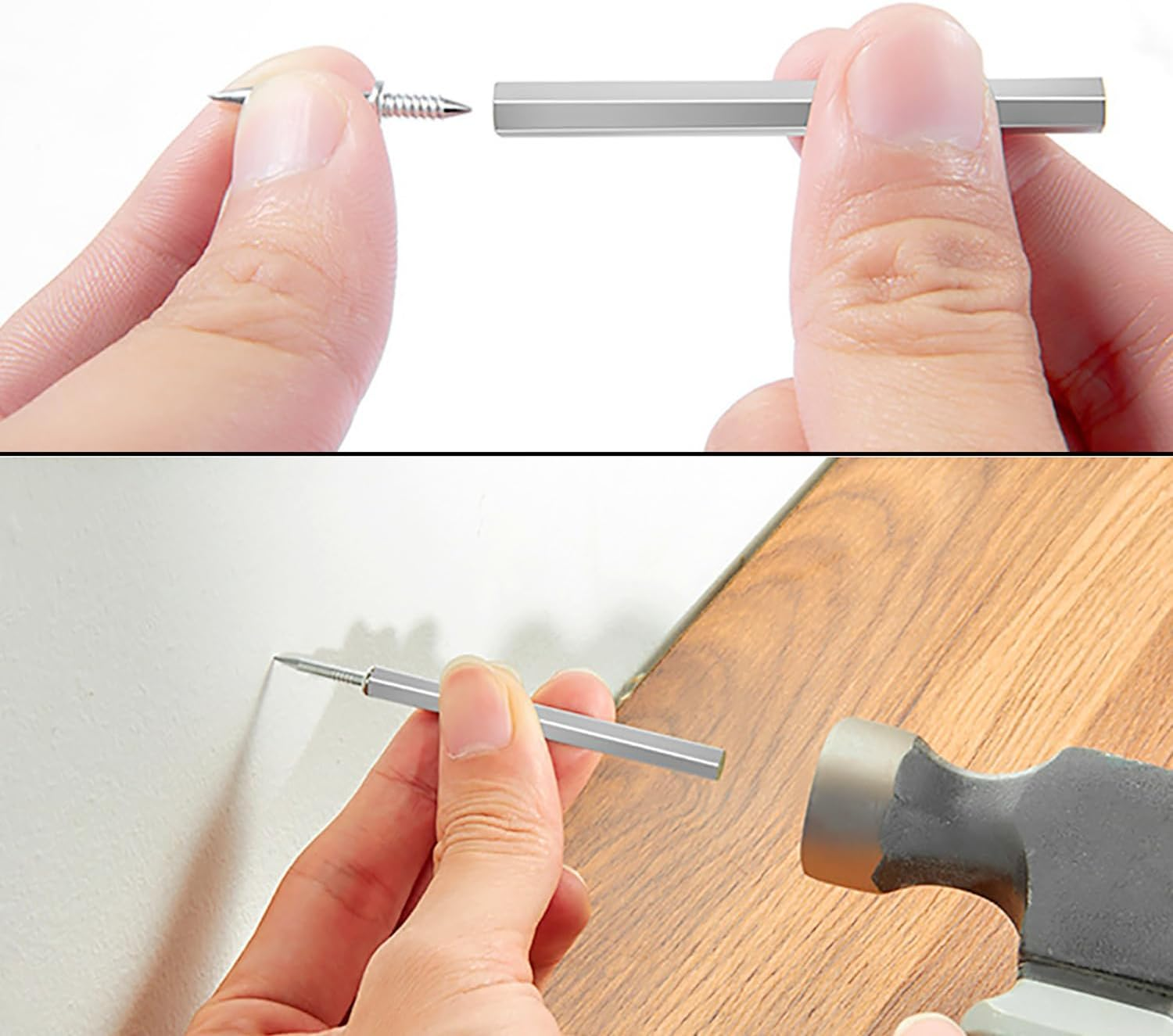 ZXUEZHENG 100Pcs Double-Head Skirting Thread Seamless Nail, Skirting Line without Marks Nail,Invisible Security Screws,Solid Wood Baseboard Double-Headed Nails,Equipped with Nail Specific Sleeve Tool image number 6