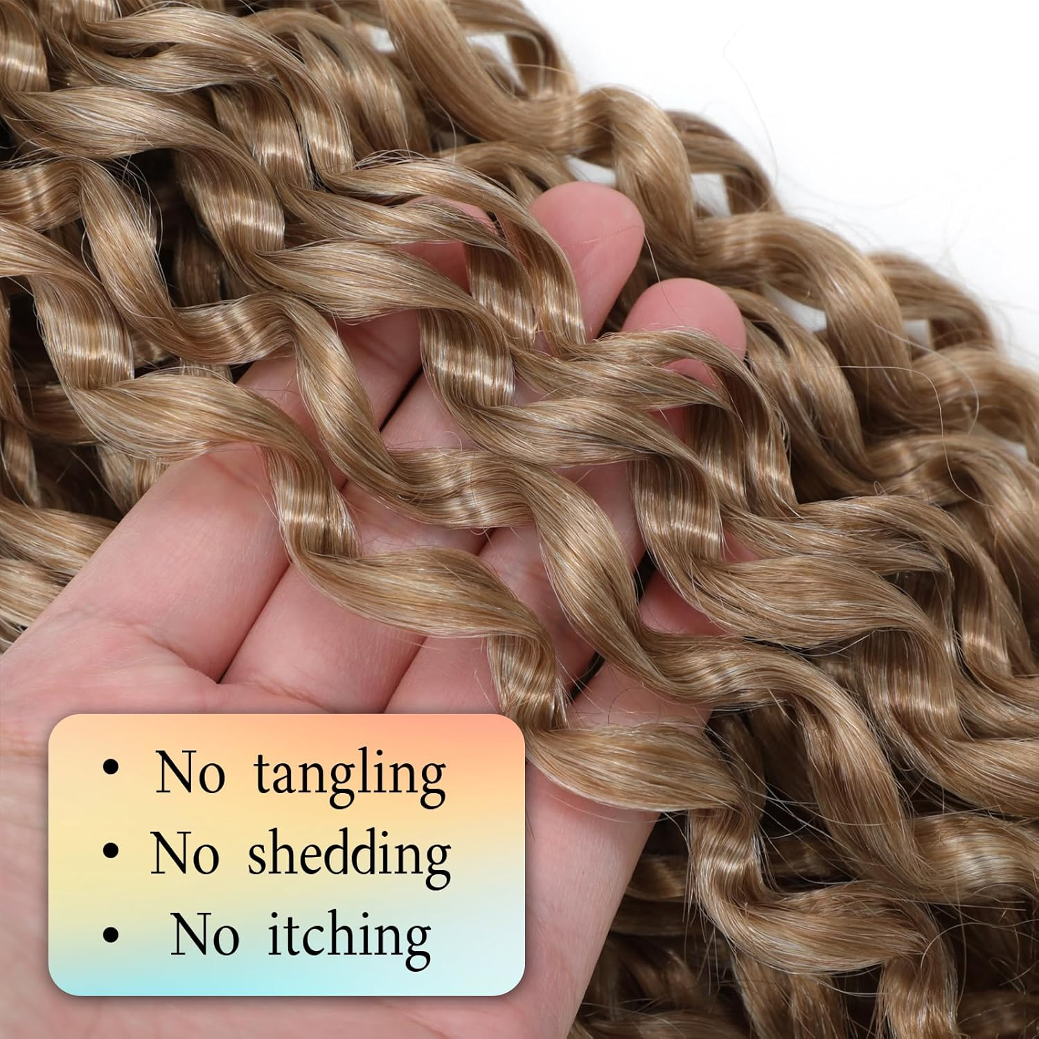 8 Packs Gogo Curl Crochet Hair 18 Inch Long Curly Crochet Hair for Women Beach Curl Water Wave Deep Twist Crochet Braids Synthetic Braiding Hair Extensions (T27/613#, 18 Inches (Pack of 8)) image number 3