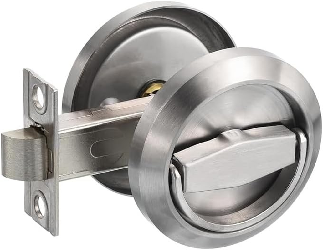 Stainless Steel 304 Black round Recessed Door Lock, Hidden Recessed Install Cup Door Knob Lock, Recessed Door Handles Pulls Latch Knob, Pocket Door Handle without Keys (Gold)