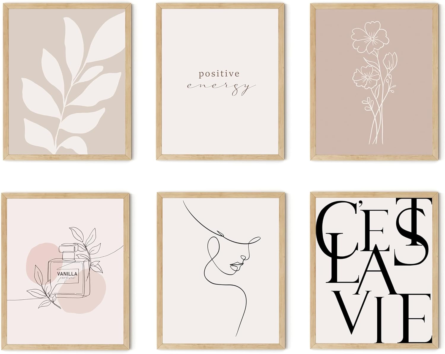 Twodays Vanilla Girl Room Decor, Clean Girl Aesthetic Wall Art, Boho Beige Posters for Bedroom, Minimalist Cream Prints, Abstract Brown Pictures for Girls.(8" X 10", Set of 6, UNFRAMED)