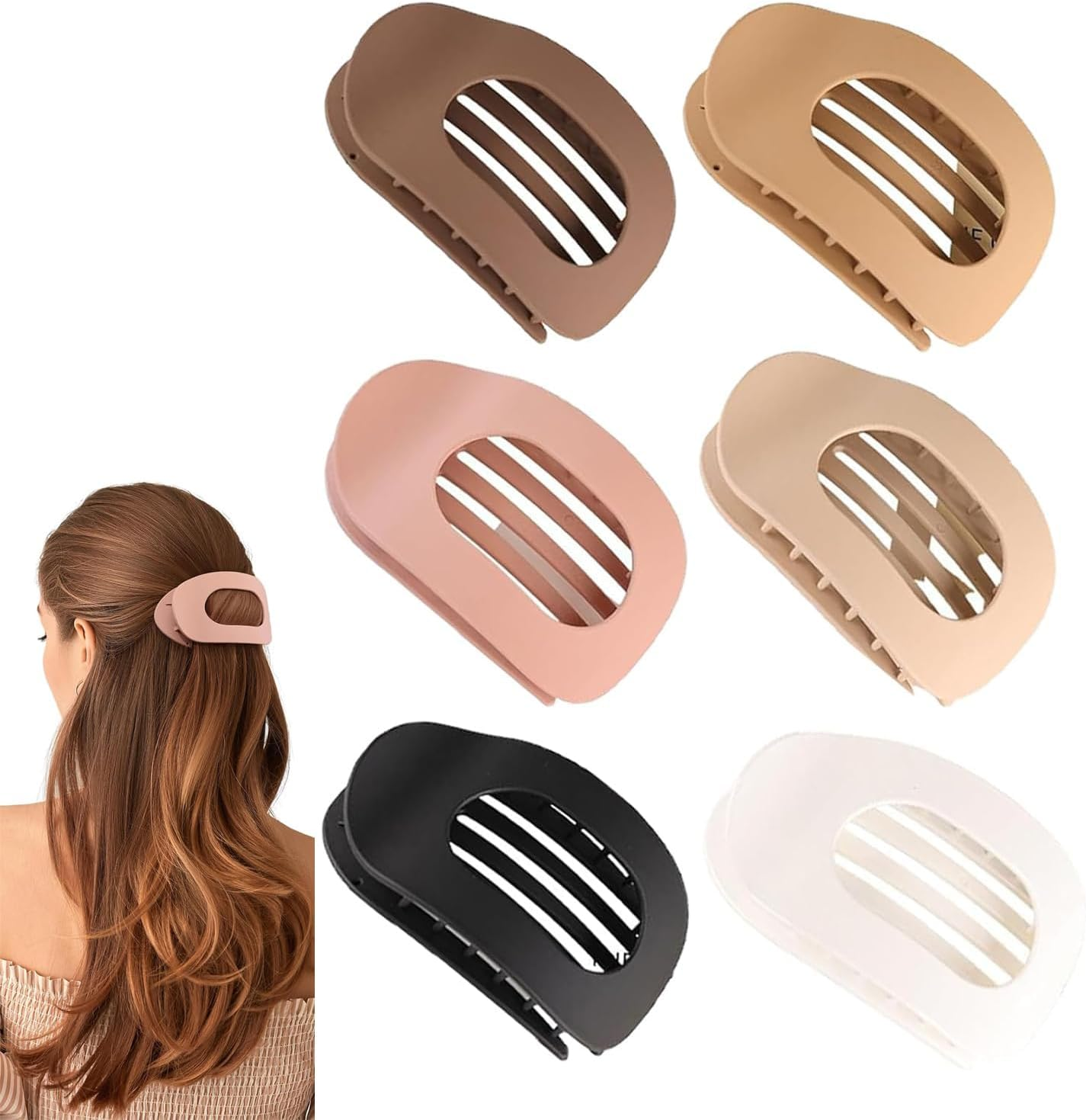4 PCS Flat Hair Clips, Hair Claw Clips, Suitable for Coarse and Fine Hair Types, Comfortable Curved Flat Hair Clip, Suitable for Lying Down, Driving, and Other Scenarios image number 3
