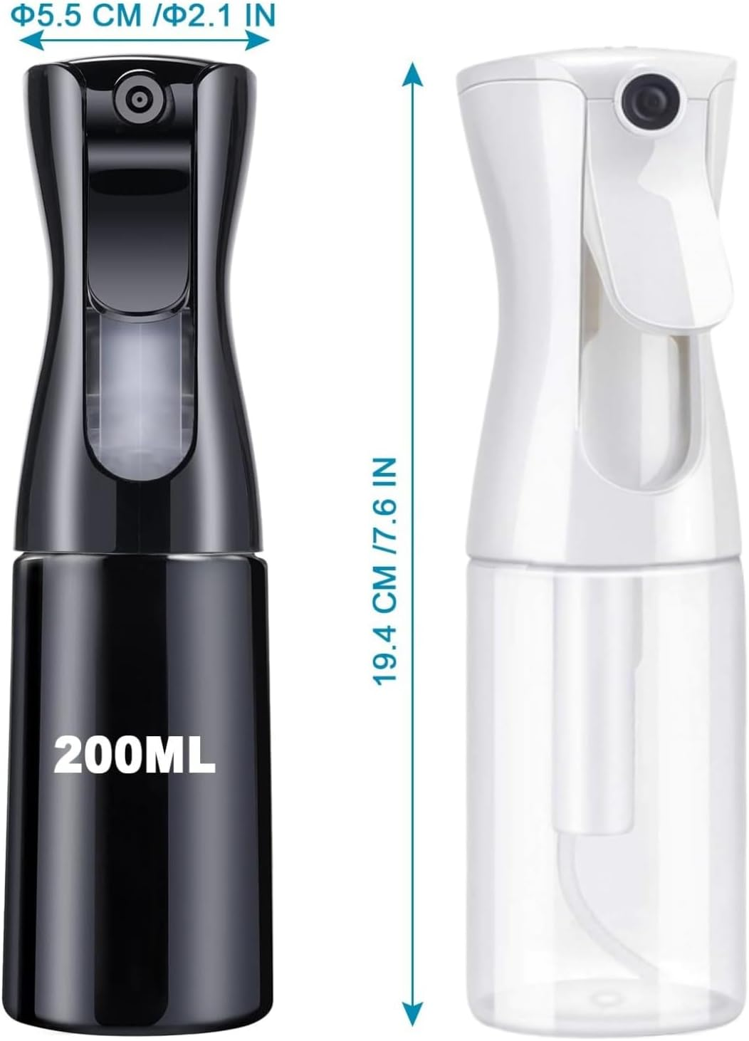 Water Spray Bottles Hair Spray Bottles Mist Sprayer Fine Plant Mist Spray Bottle Fine Continuous Spray Water Bottle, Fine Mist Spray Bottles for Hair, Plants, Cleaning, 200Ml, Set of 2 image number 3