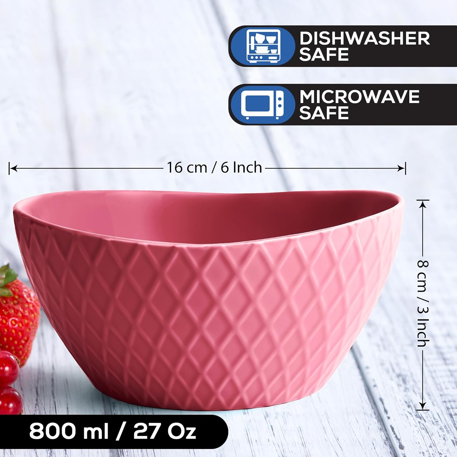 MIAMIO - 6 X 800 Ml - Bowl Set/Cereal Bowl Set - Modern Matte Bowls - Large Bowls Set - Palmanova Collection (Magma Red) image number 6