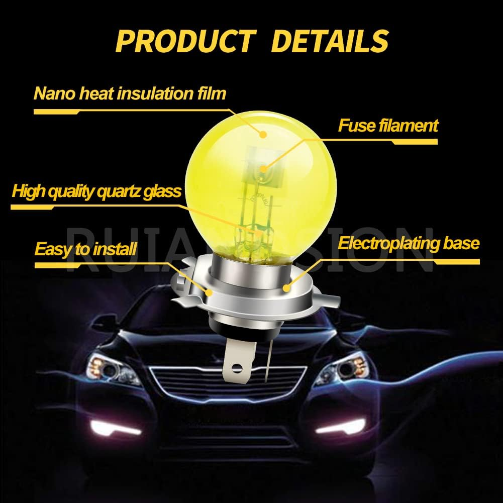 Ruiandsion P43T H4 Halogen Bulb 6V Headlight 45/40W 6 Volt Yellow Car Motorcycle Headlamp image number 4