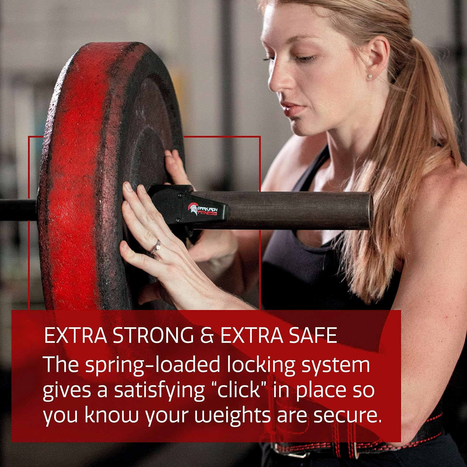 Barbell Collar Clamps - Adjustable Clips for 1 Inch and 2 Inch Standard Olympic 45 Pound Bar - 1 Pair of Small Muscle Clamp Fitness Style Plastic Lockjaw Collars with Quick Spring Lock