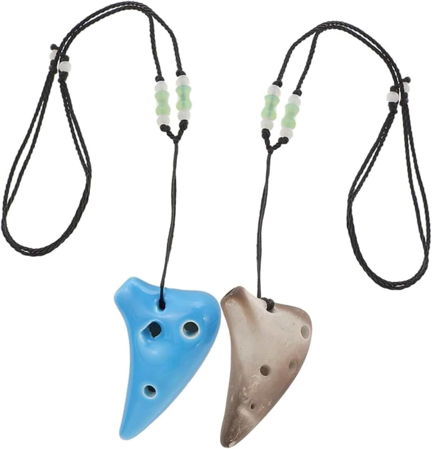 2Pcs Mini Ocarina Necklace Lightweight Musical Instrument for Beginners Easy Play Wind Instrument Lovers Practice Portable Ceramic Flute Pendant image number 5