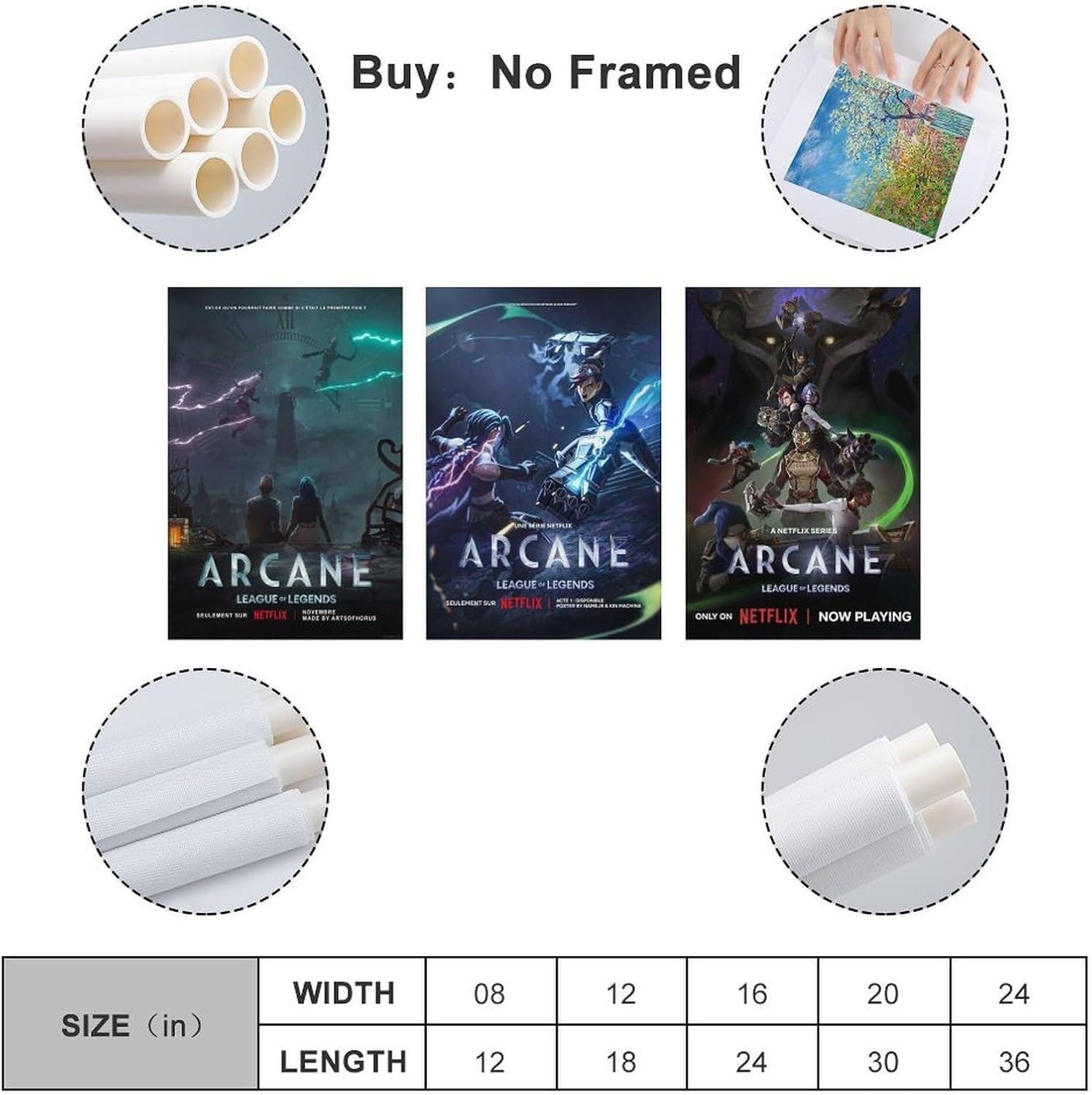 Anime Arcane Poster Poster a Set of 3 Canvas Posters Room Aesthetic Festival Gift Family Bedroom Decor Wall Art Home12X18Inch(30X45Cm)-3Pcs Style image number 4