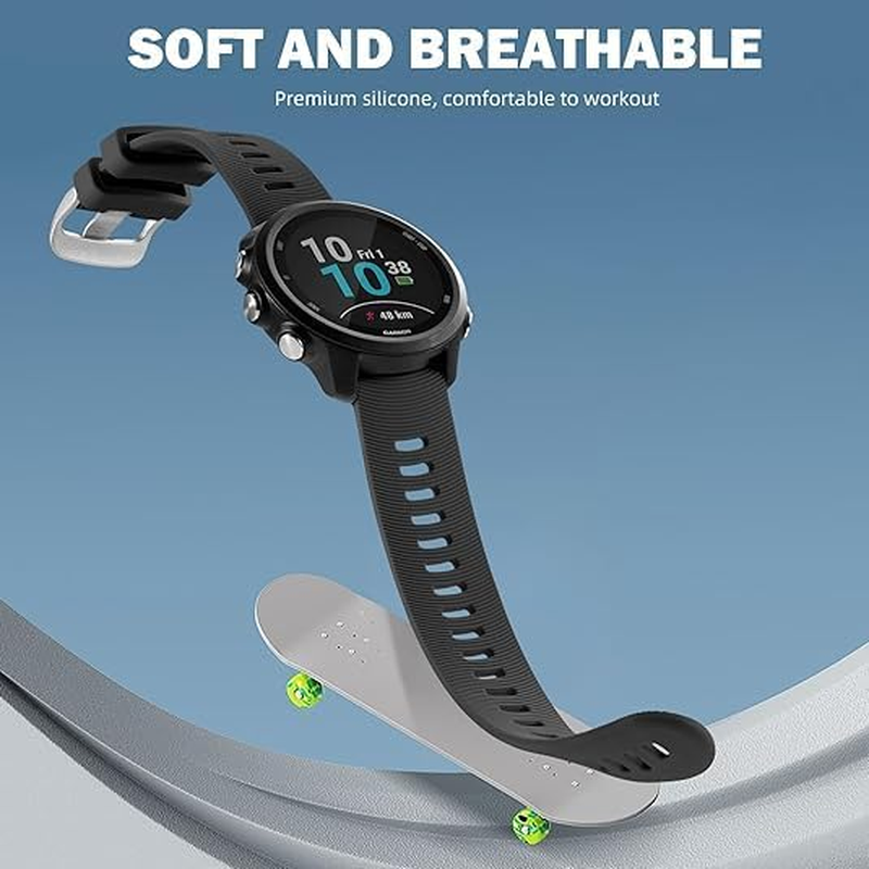 Compatible with Garmin Forerunner 245/645/55 Watch Band, 20Mm Sport Strap for Galaxy Watch 6/5/4 Vivoactive 3 Forerunner 645/245 Music Band, Soft Wristbands for Garmin Venu/Venu Sq/Vivomove HR - Black image number 2