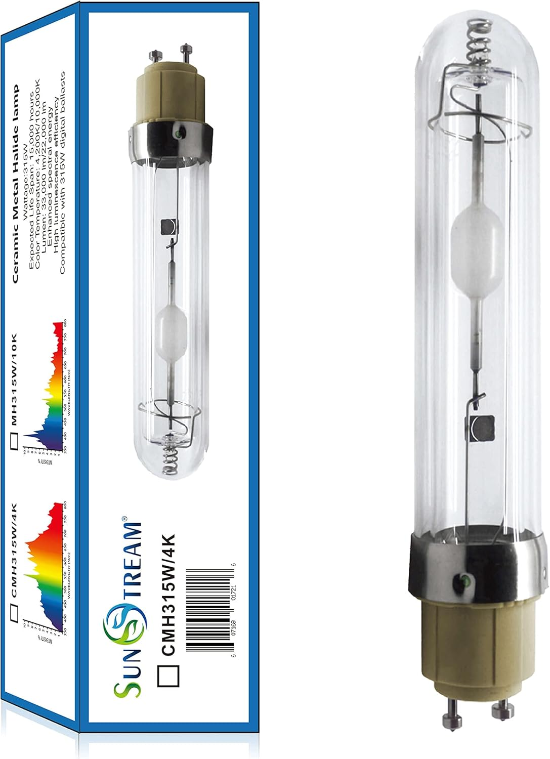 Sunstream 315 Watt Ceramic Metal Halide CMH Grow Light Fixture with 4200K Halide Bulb, Full-Spectrum Hydroponic Grow Light System Kits image number 2