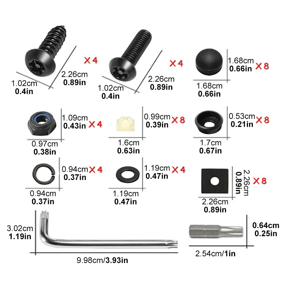 8PCS anti Theft License Plate Screws Kits,Stainless Steel License Plate Fasteners,Number Plate Screws Set for Attaching License Plates, Frames and Covers as Well as Mounting Accessories image number 2