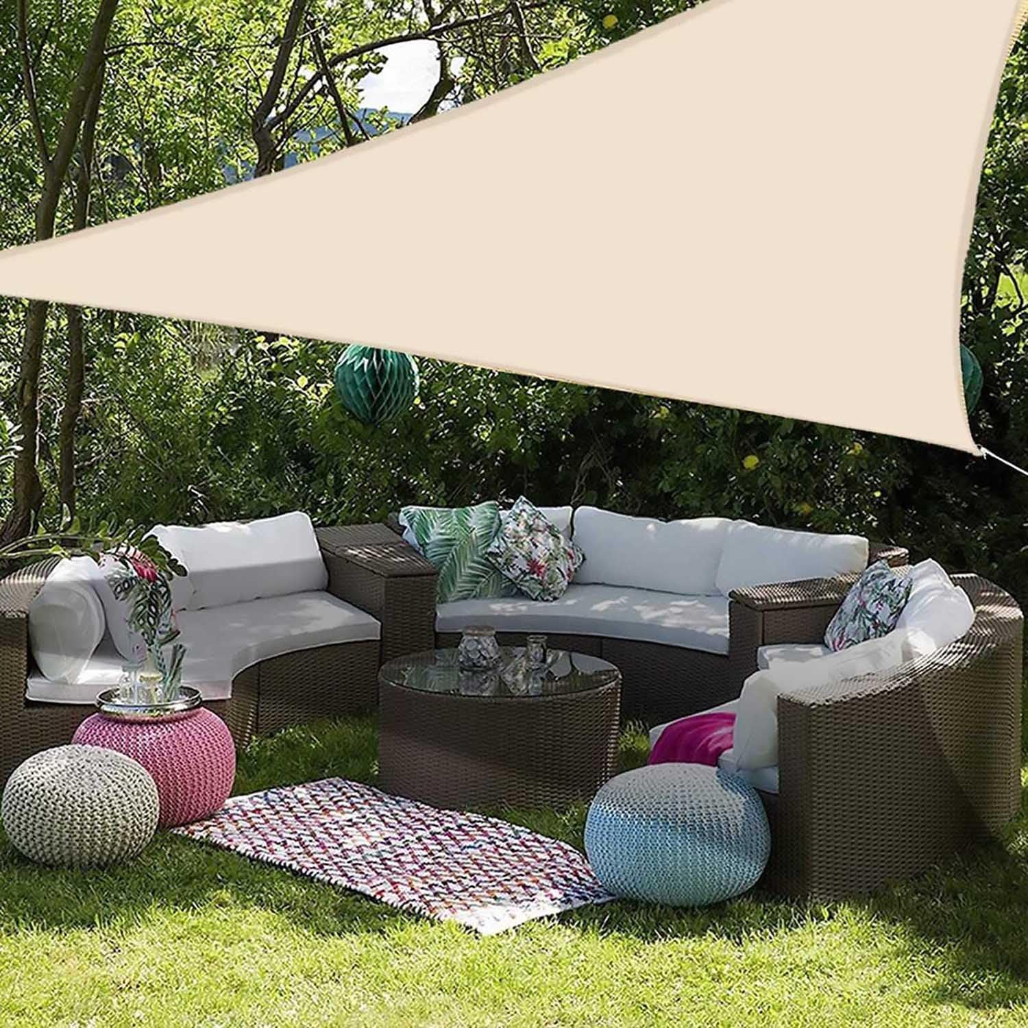 Beige1,Jyhcd Triangle Sun Shade Sail, 6.5 X 6.5 X 6.5Ft Waterproof Sunshade Awning Canopy with Fixing Kit,Outdoor UV Block Triangle Shade Sail Canopy Shelter for Garden Patio or Backyard - Beige2 image number 7