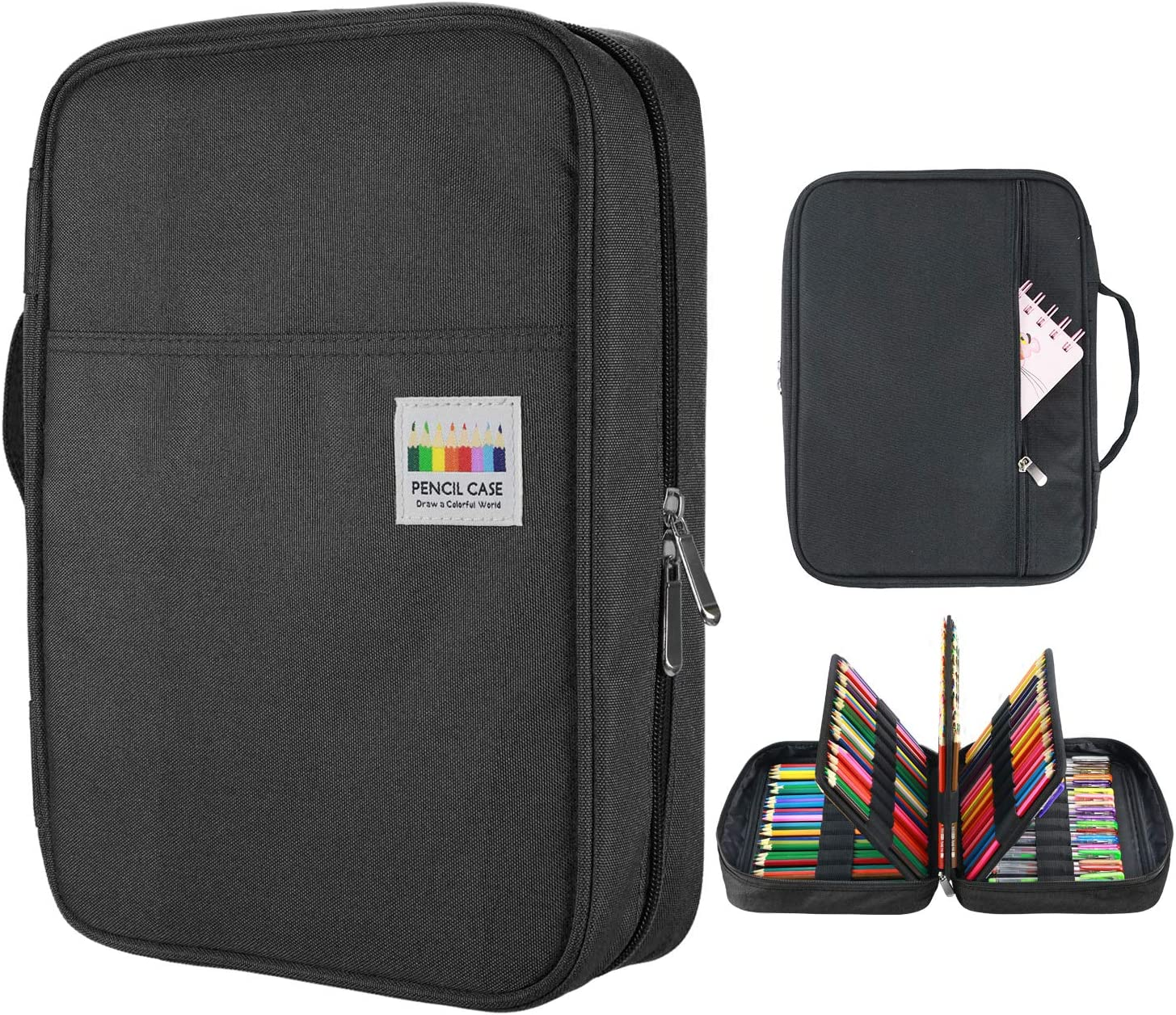 YOUSHARES Colored Pencil Case 220 Slots Pen Case Organizer with Handy Wrap & Zipper, Multilayer Holder for Prismacolor Colored Pencils & Gel Pen (Purple)