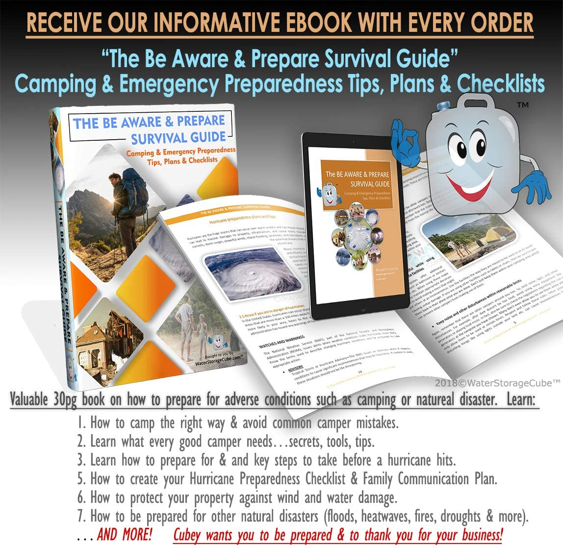 Waterstoragecube Premium Collapsible Water Container Bag, BPA Free Food Grade Clear Plastic Storage Jug for Camping Hiking Backpack Emergency, No-Leak Freezable Foldable Water Bottle 1.3 Gallon 10Pack image number 4