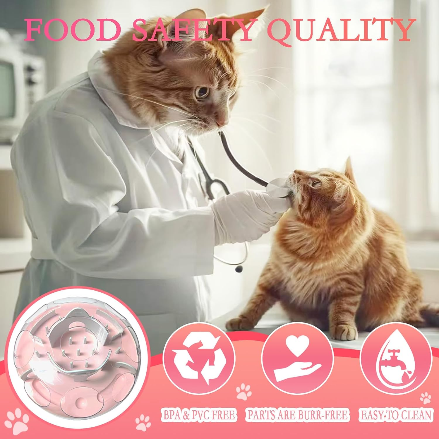 Gdsanlian-Interactive Cat Toy Puzzle Box - Cat Puzzle Feeder - Cat Slow Feeding Treatment Dispenser - Cat Puzzle Box - Puzzle Maze Toy - Indoor Rich Cat Toys（Pink） - Green image number 4