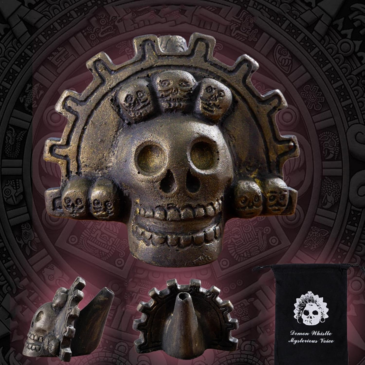 Aztec Death Whistle, Loud Skull Whistle, Authentic Death Whistle, Loudest Whistle Skull, Aztec Whistle Loud Sound, Skull Shaped Whistle, Unique Sound Whistle, Ancient Aztec Whistle image number 3