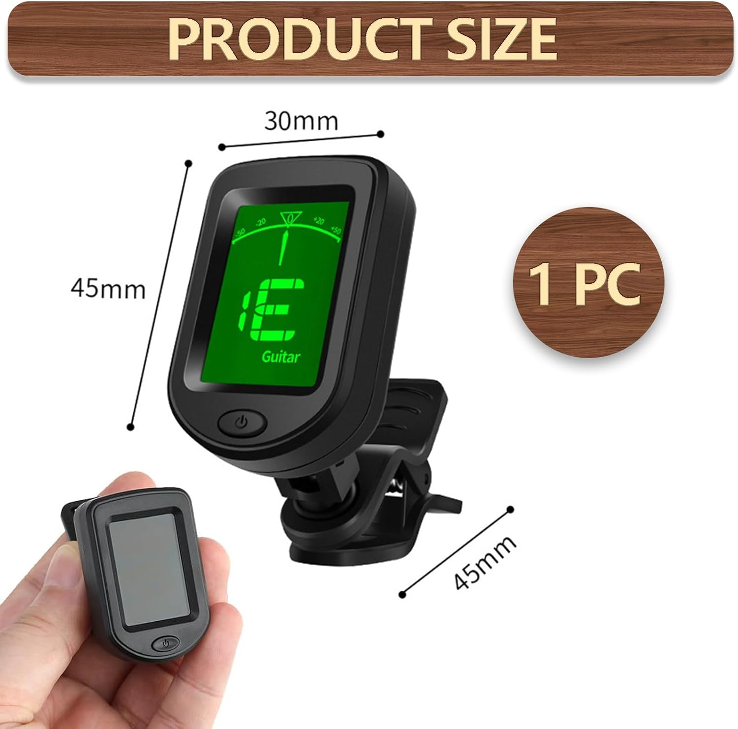Guitar Tuner Clip-On, 360&deg; Rotating Accurate Tuning Clip-On for Guitar with Color LCD Display and 5 Rhythm Modes, Musical Instrument Tuner for Bass Guitar Violin Banjo Ukulele Music Beginner image number 2