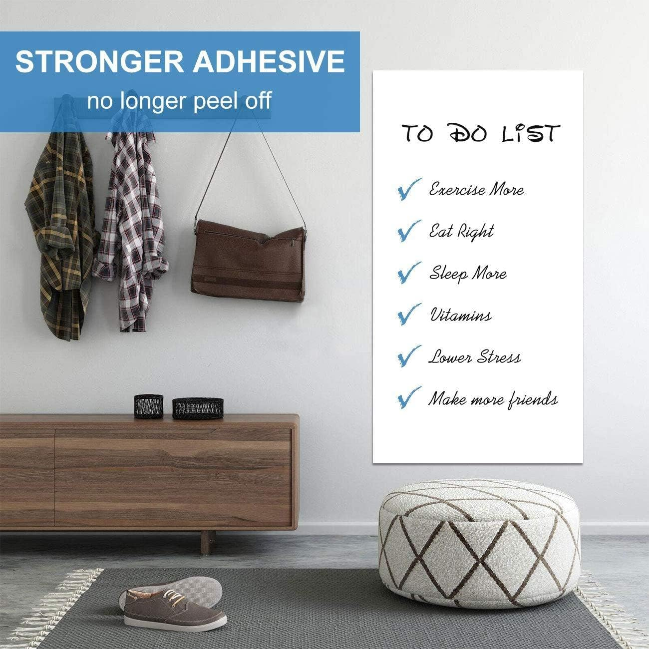 White Board Roll, Stick on White Boards for Wall, 1.5X11Ft Dry Erase Roll Peel and Stick, Stain Resistant, Super Sticky Whiteboard Sticker Wall Decal for Wall/Table/Door,3 Markers