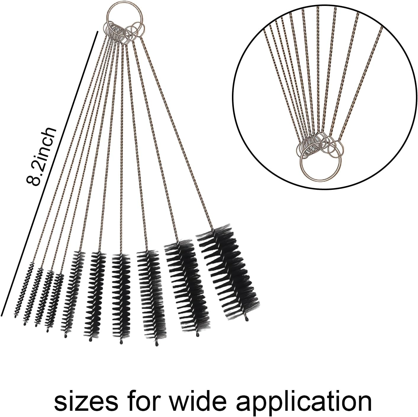 10Pcs Straw Cleaner Brush - Extra Long Pipe Cleaners & Bottle Brush Cleaner for Tumbler, Sippy Cup, Bottle and Pipes (Black) image number 1